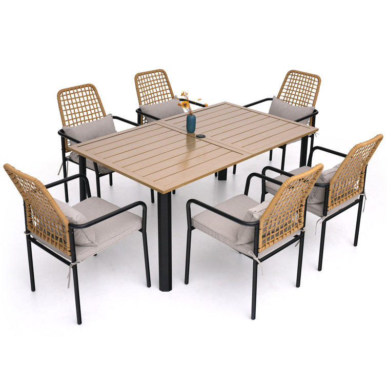 6 - Person Rectangular Outdoor Dining Set With Cushions