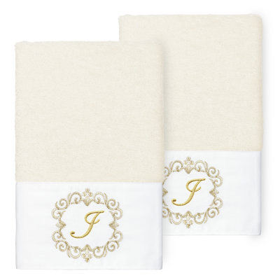 Winston Porter 100% Turkish Cotton MONICA 2PC Embellished Hand Towel Set