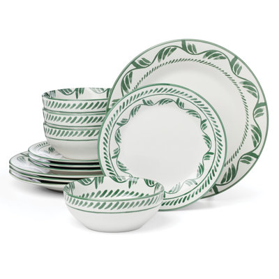  Borderless Green 12Pc Dinnerware Set