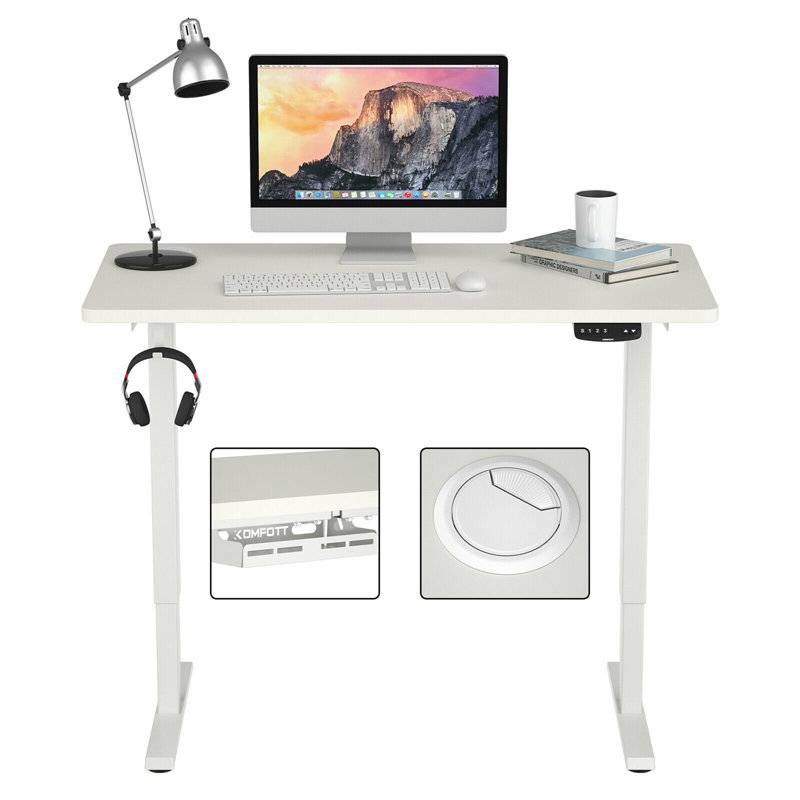 Adjustable Metal Base Standing Desk, White