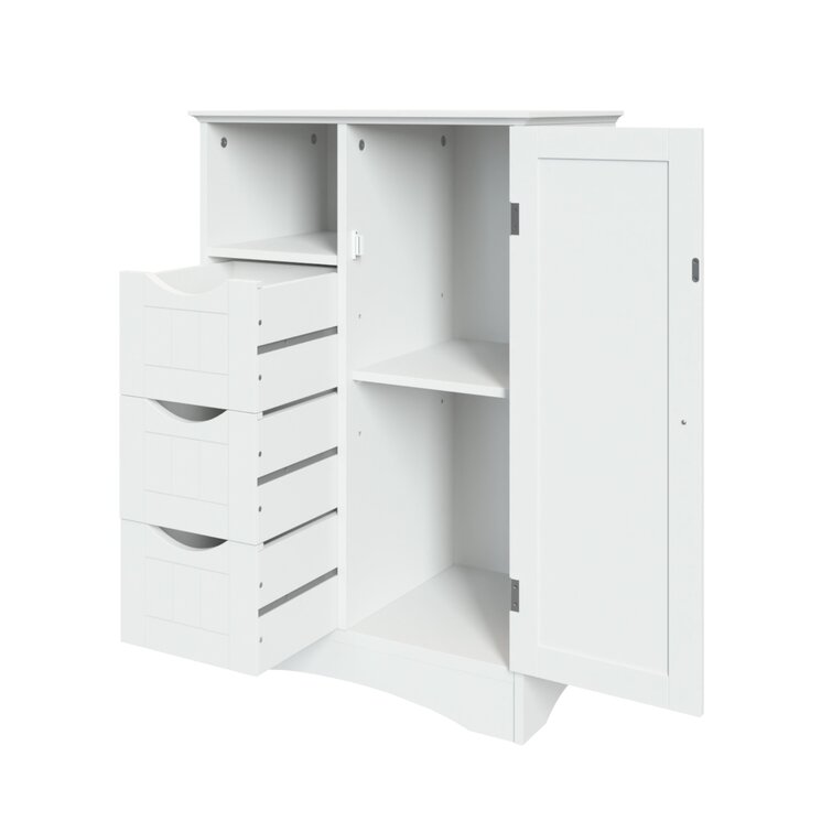 Jonice Bathroom Floor Storage Cabinet, Wooden Free Standing Storage Organizer with 2 Doors & Shelves Winston Porter