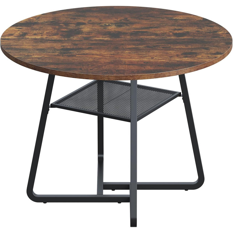 Table de salle à manger 43,3 po pour 4 personnes, table de cuisine ronde avec rangement, table ronde encastrée, tables de cuisine et de salle à manger de ferme avec pieds en métal pour la salle à manger