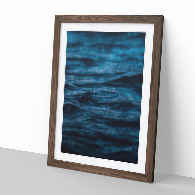 Dark Water in Blue - Picture Frame Graphic Art, Walnut Framed, 65cm H x 48cm W x 2cm D