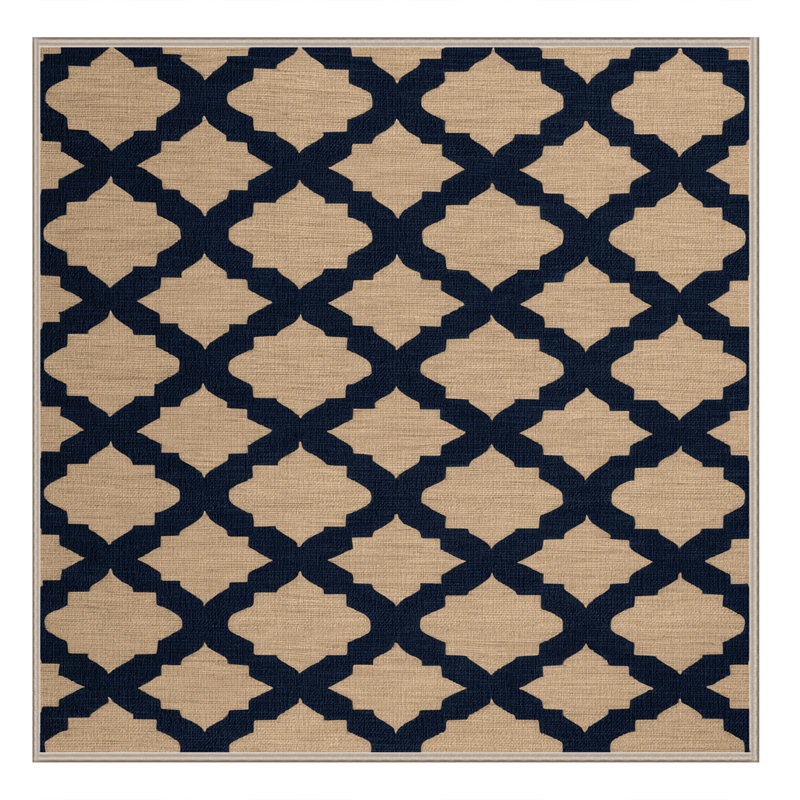 Tapis brun treillis lavable à la machine, Carré 8 pi