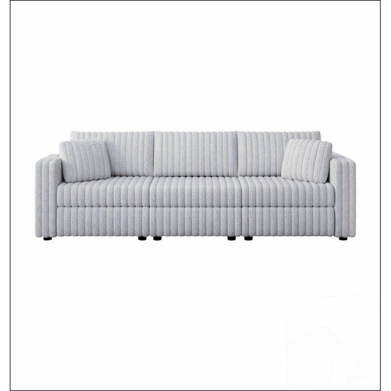 106.3" Soft Modular 3 - Person Sofa Comfortable Distinctive Design for Bedrooms Living Rooms, Light Grey