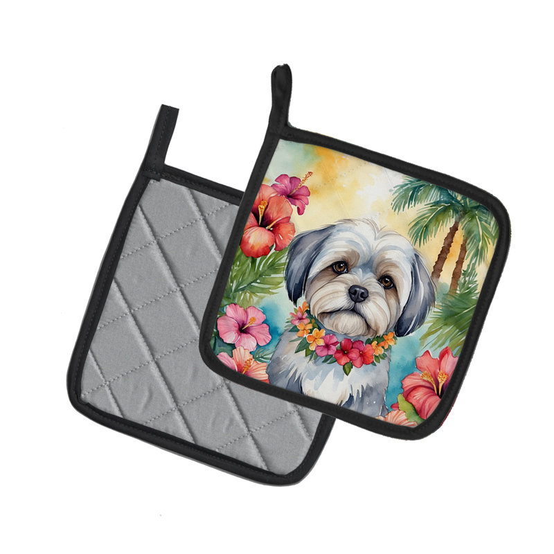 Caroline's Treasures Luau Party Floral Polyester Potholder Set