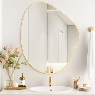 Miroir mural irrégulier, miroir en bois asymétrique
