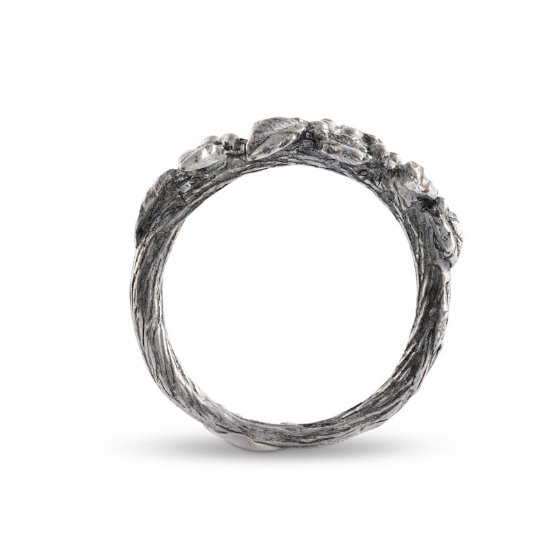 Elegant Pewter Holly Christmas Napkin Ring with Berry Accents