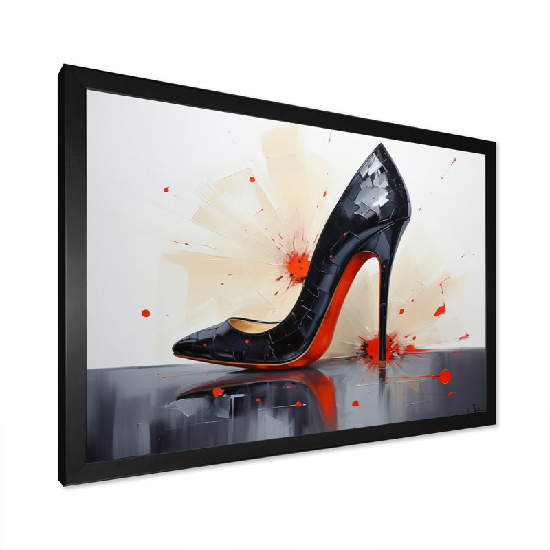 Janaki Fashion - Talons hauts rouges et noirs élégants - Silhouette II, H 16 po x l 32 po x P 1 po, Cadre simple noir