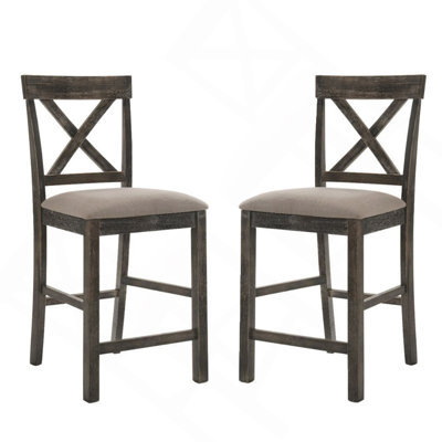 Ensemble de 2 chaises à hauteur de comptoir avec siège rembourré en lin
