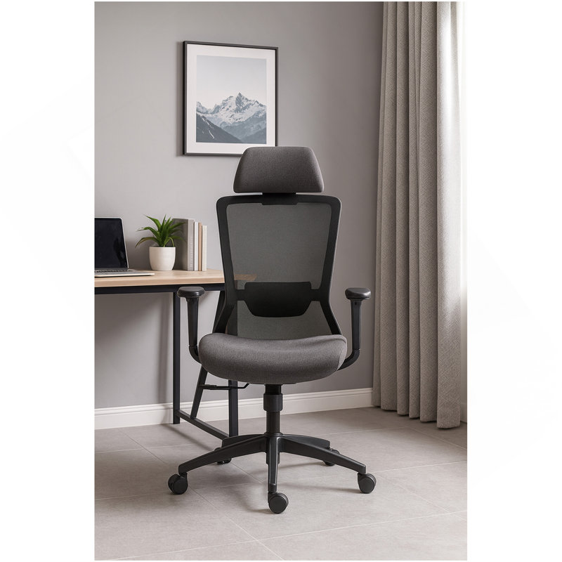 Chaise de bureau haut dossier en filet: 8322H-BK, Noir, Noir
