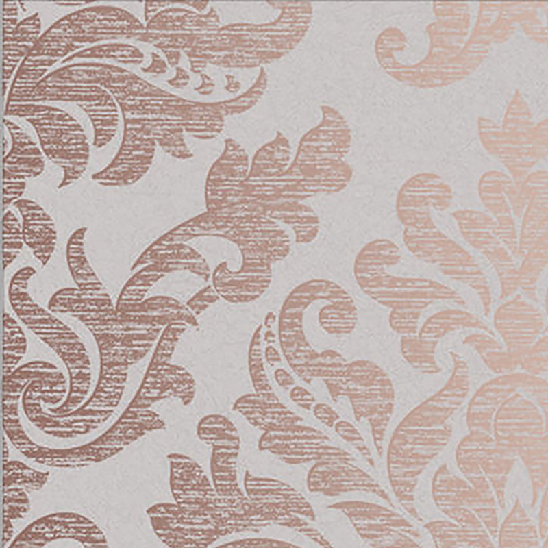Damask Metallic Wallpaper Roll, Tuape/Rose Gold