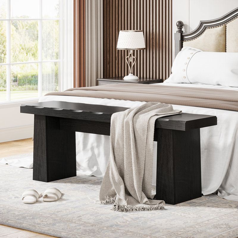 Banc de hall d'entrée en bois 47 pouces pour chambre, Noir