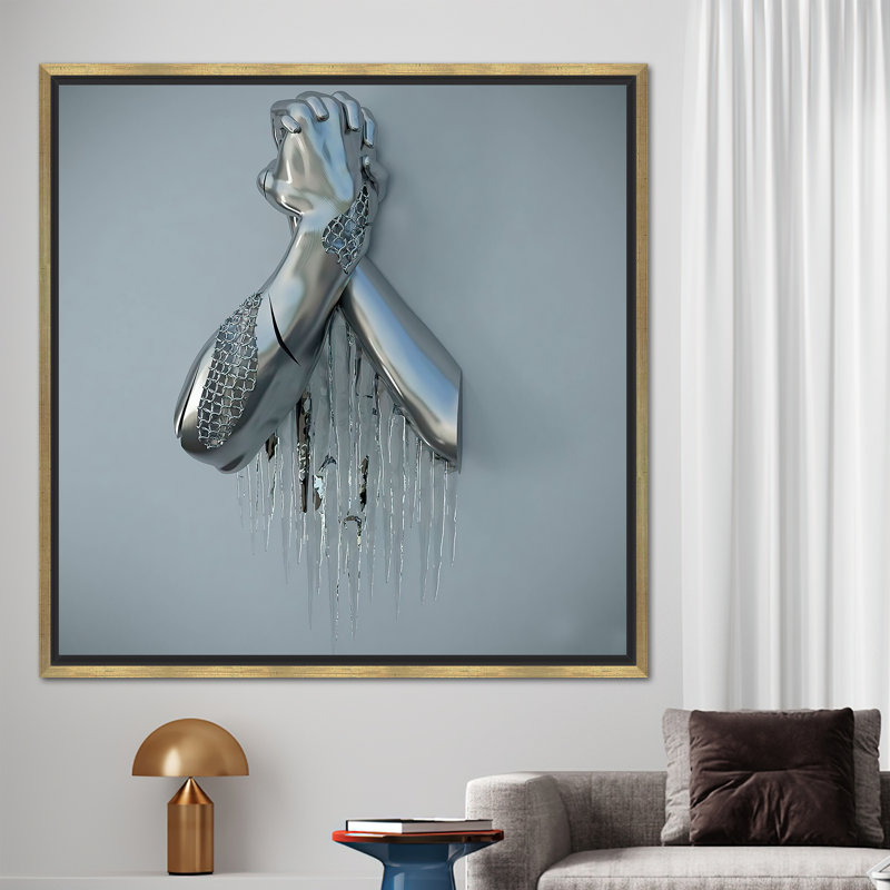 3d Effect Trendy Wall Art, 3d Silver Metallic Wall Art, Modern Art Canvas, 3d Effect Art Canvas, Metallic Hand Printed,