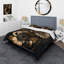 Black and Gold Daisy III - Ensemble de housse de couette à motif de marguerites florales - Microfibre de polyester-521580903