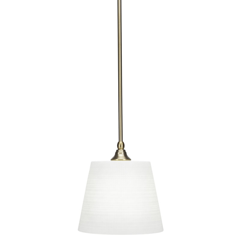 Mini-luminaire suspendu à tige, Laiton New Age, Blanc