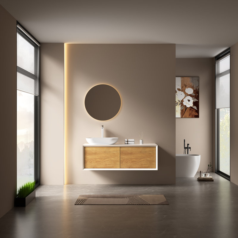 Meuble-lavabo mural simple 36 po avec comptoir flottant 36 po, Droite, 48"