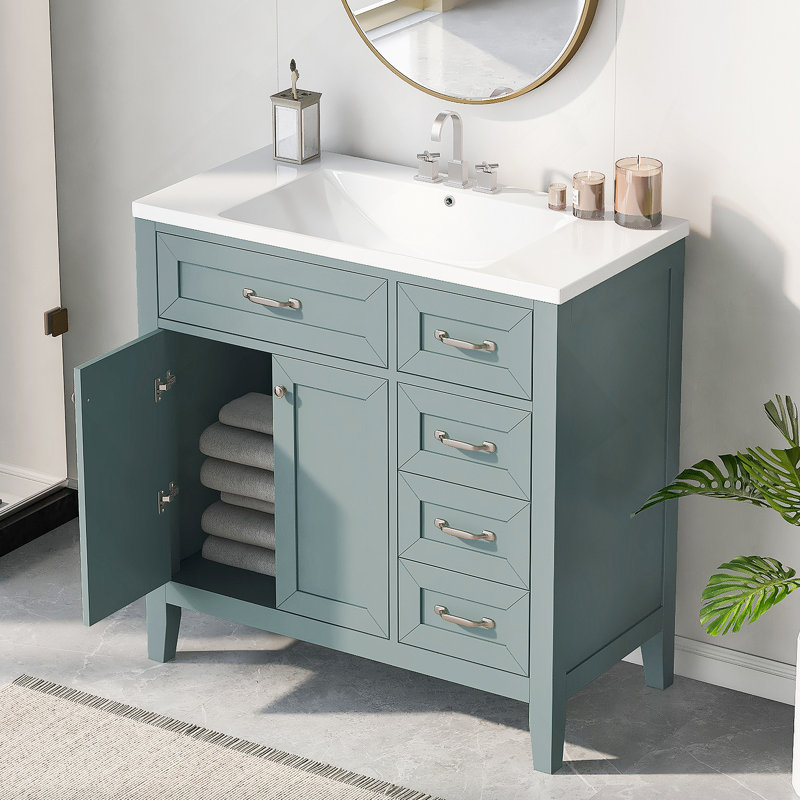 Meuble-lavabo 36 po avec lavabo 36 po, Vert