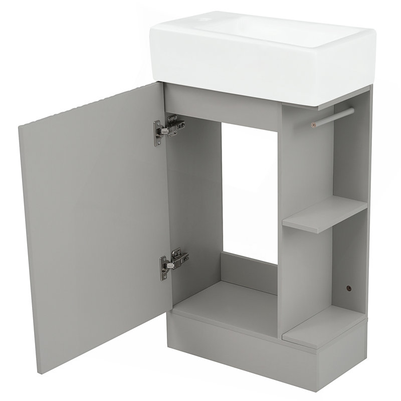 Versatile Bathroom Vanity with Multiple Functionalities for Enhanced Bathroom Experience, Gray