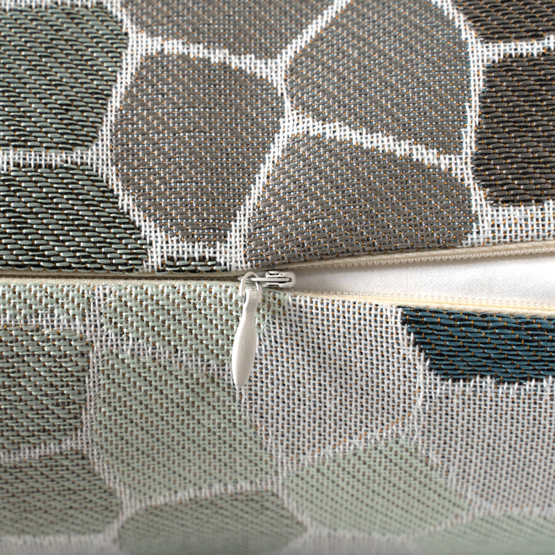 Cobblestone Geometric Feather Throw Pillow, Yellow/Grey/blue
