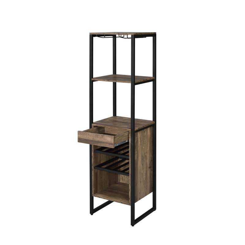 Narik Weathered Oak Finish Wine Rack