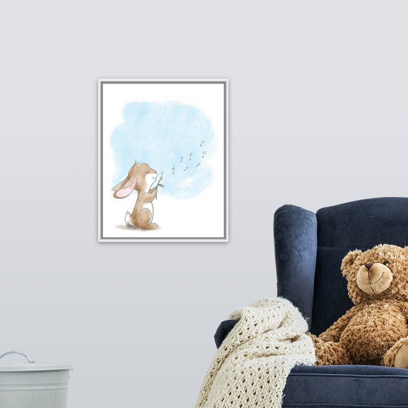 « souffleing pissenlits », impression Little Bunny, H 20 po x l 16 po x P 1,75 po, Cadre pour toile flottant blanc