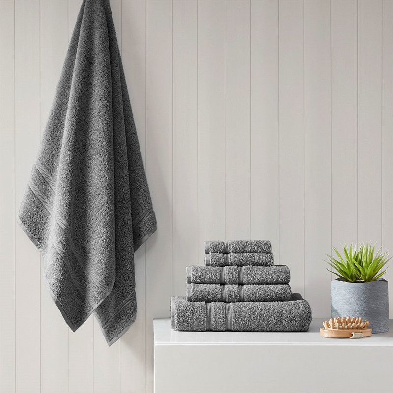 Kairos 500 gsm 6-Piece Turkish Cotton Towel Set, Dark Gray
