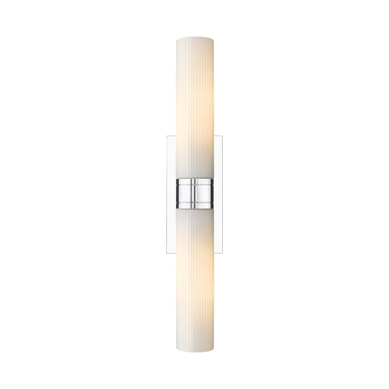 Luminaire de meuble-lavabo mural 2 lumières 11 po Amalle, Blanc rayé, Chrome poli, 3" H x 24" W x 3.88" D