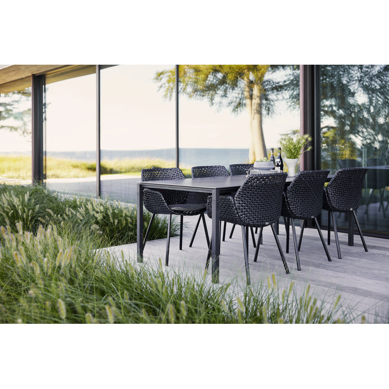Drop Outdoor Dining Table, 39.4" W x 78.8" L x 29.2" H, Light Gray, Nero Black