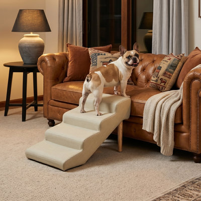 Pet Stairs With Solid Wood Frame, Non-Slip Dog Steps For Puppy, Cat Ramp Ladder For Bed, Couch, Sofa, Chair, Up To 220 Lbs