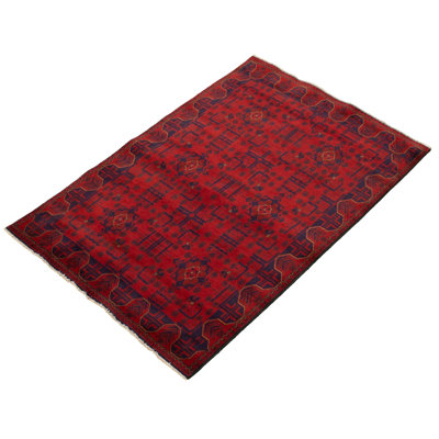 Tapis de zone en laine rouge 4 pi 2 po x 6 pi 2 po à main one-of-kind-noué la 2010s esari turque Alarick