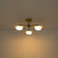 Plafonnier semi-encastré 3 lumières en verre opale spoutnik moderne 22 pouces