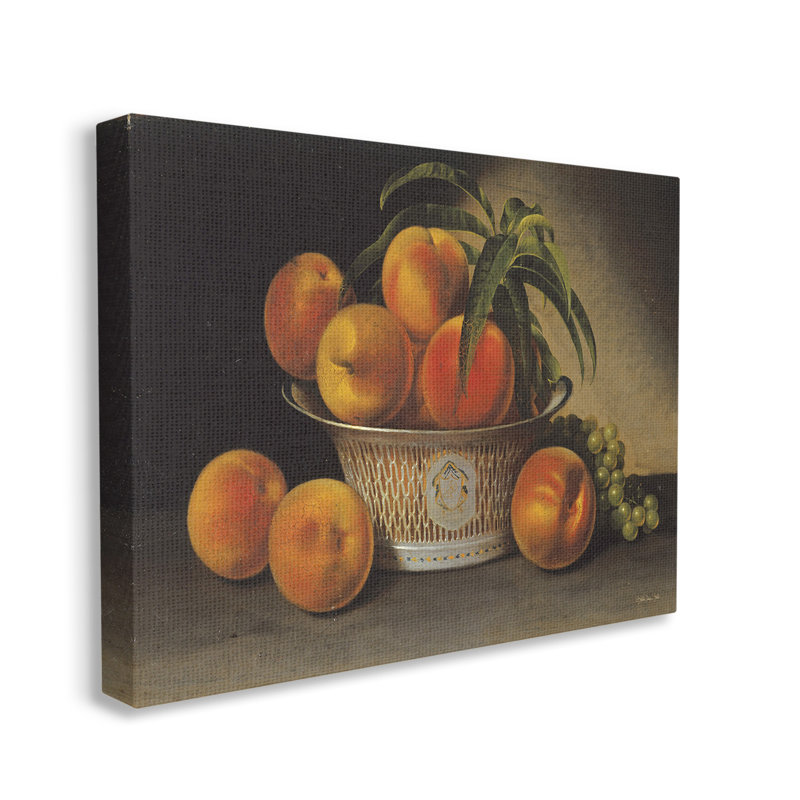 Conception d'art classique sur toile classique "Pêches et raisins" par Steller Design Studio, H 24 po x l 30 po x P 1,5 po