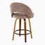 Tabouret de bar à hauteur fixe en bois de noyer et tissu brun avec repose-pieds rond en métal noir - ensemble de 2