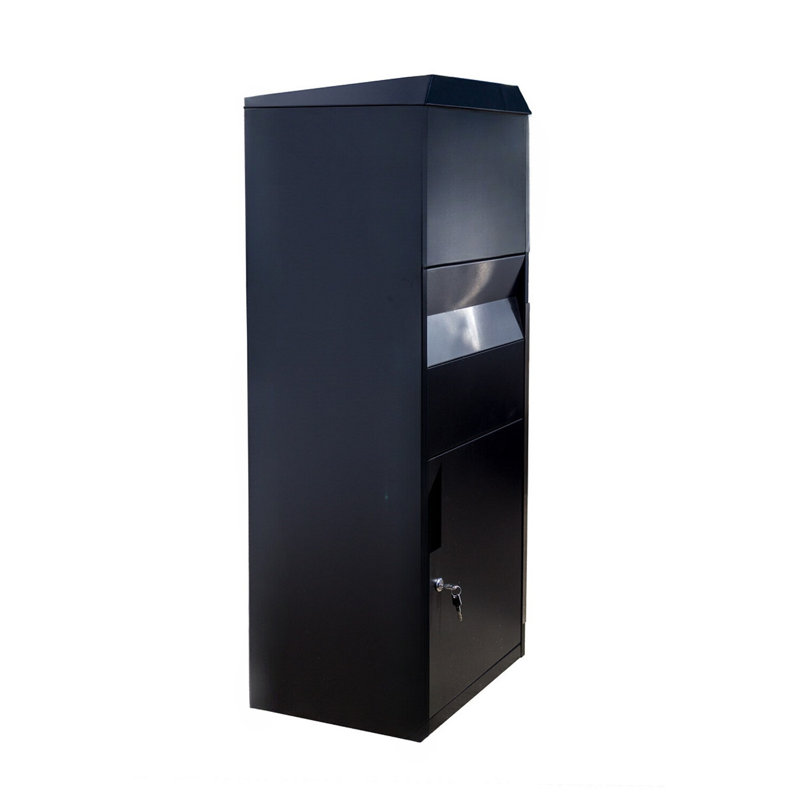 Black and Silver Lockable Steel Parcel Drop Box