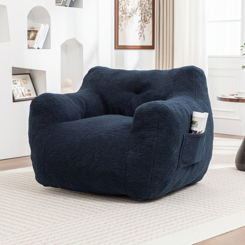 Très grand canapé à billes avec rembourrage en mousse haute densité, Dark Blue