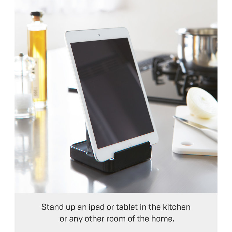 Compact Black Plastic Kitchen Utensil and Lid Stand