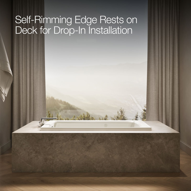 Archer® 60" x 32" Drop In Whirlpool Acrylic Bathtub with Heater, Biscuit