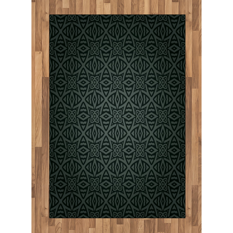 Tapis décoratif à fibres longues haute densité en polyester et coton de couleur gris foncé, Rectangle— 4 pi x 5 pi 8 po