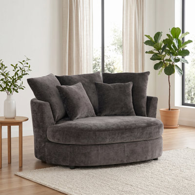 55" W Slipcovered Upholstered Accent Barrel Chair