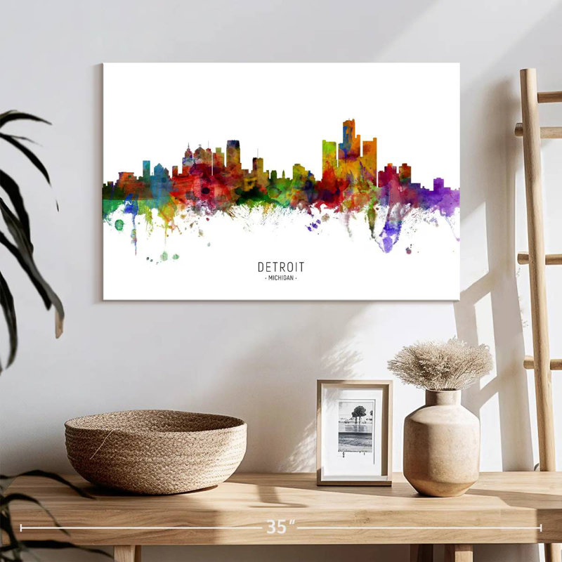 Ravi Detroit Michigan Skyline I, 16" H x 24" W