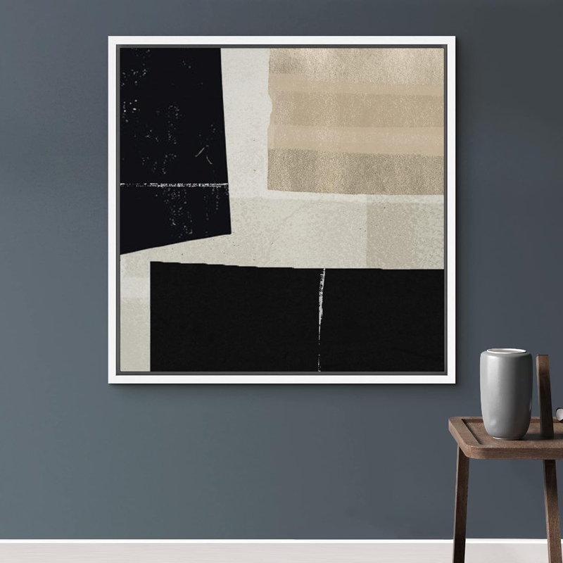 "Color Blocks", formes abstraites encadrées sur toile, Toile blanche, H 16 po x l 16 po