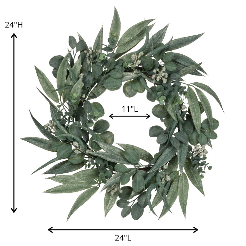 Kannon Artificial California Eucalyptus Wreath, 24" L x 7" W x 24" H