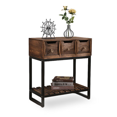 Dark Walnut Solid Wood Rectangular Console Table