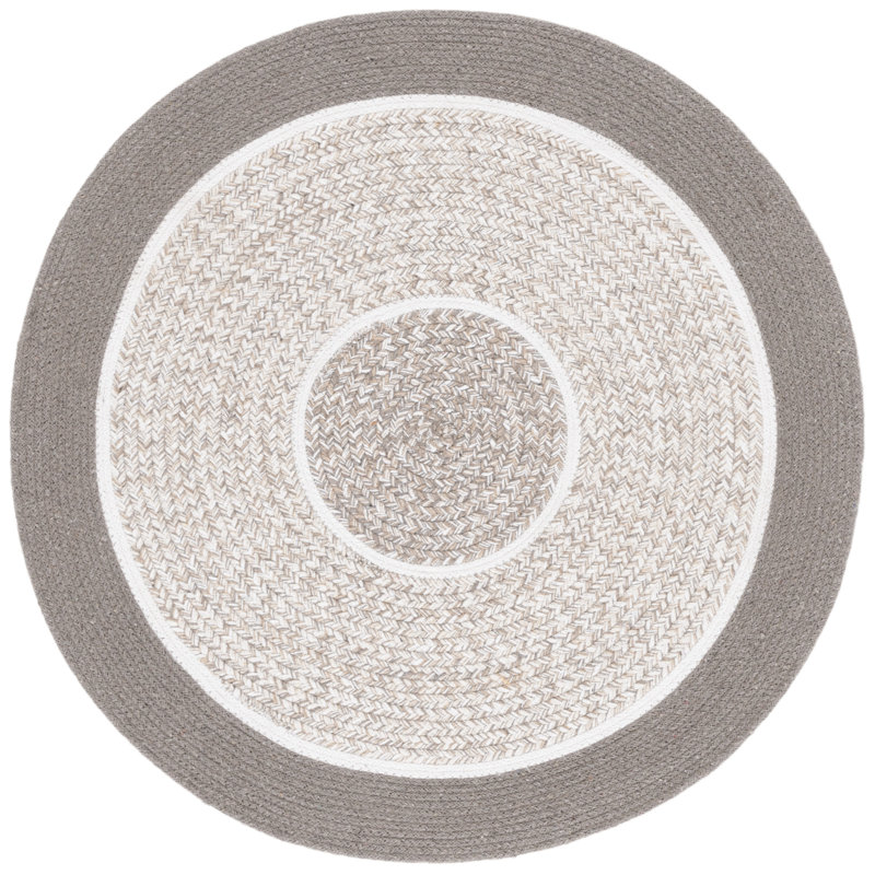 Tapis tressé 752 gris foncé / beige, Rond 3 pi