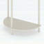 Console demi-lune artisanale à motif ondulé avec finition blanc crème, design unique en demi-lune avec tiroirs de rangement et tablette inférieure