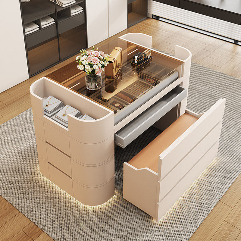 47.24"Beige jewelry display cabinet storage cabinet