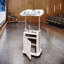 Chariot pour ordinateur portable roulant assis-à-debout, blanc avec rangement