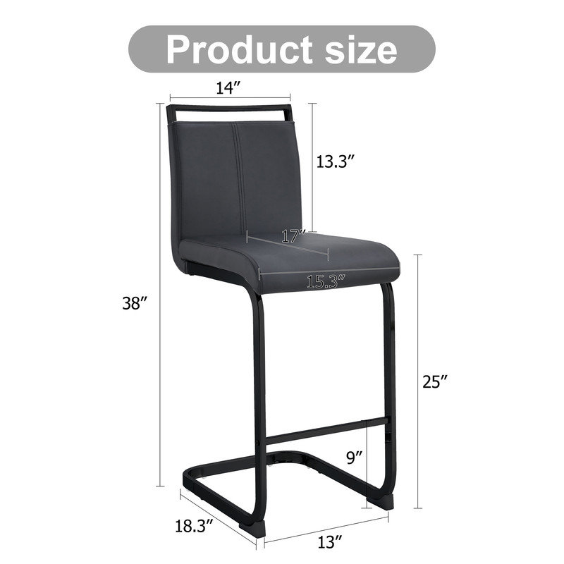 Tabouret de comptoir 25 po Telauges, Noir