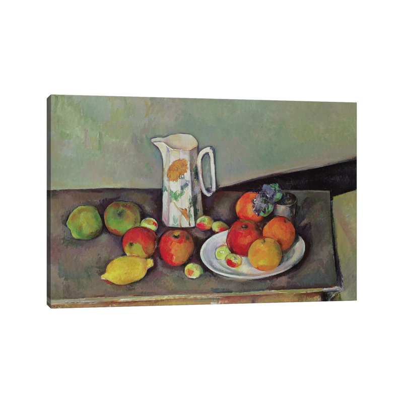 Still Life With Milk Jug And Fruit, C.1886-90 by Paul Cezanne - Wrapped Canvas Print, 30.48 cm H x 45.72 cm W